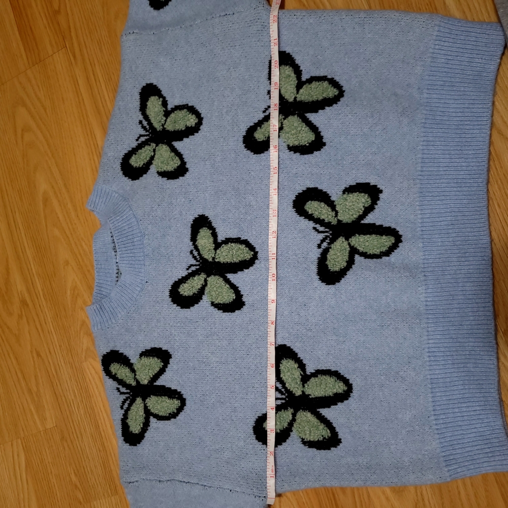 Dreamers Blue and Green Crew Neck Sweater - Picture 5 of 5